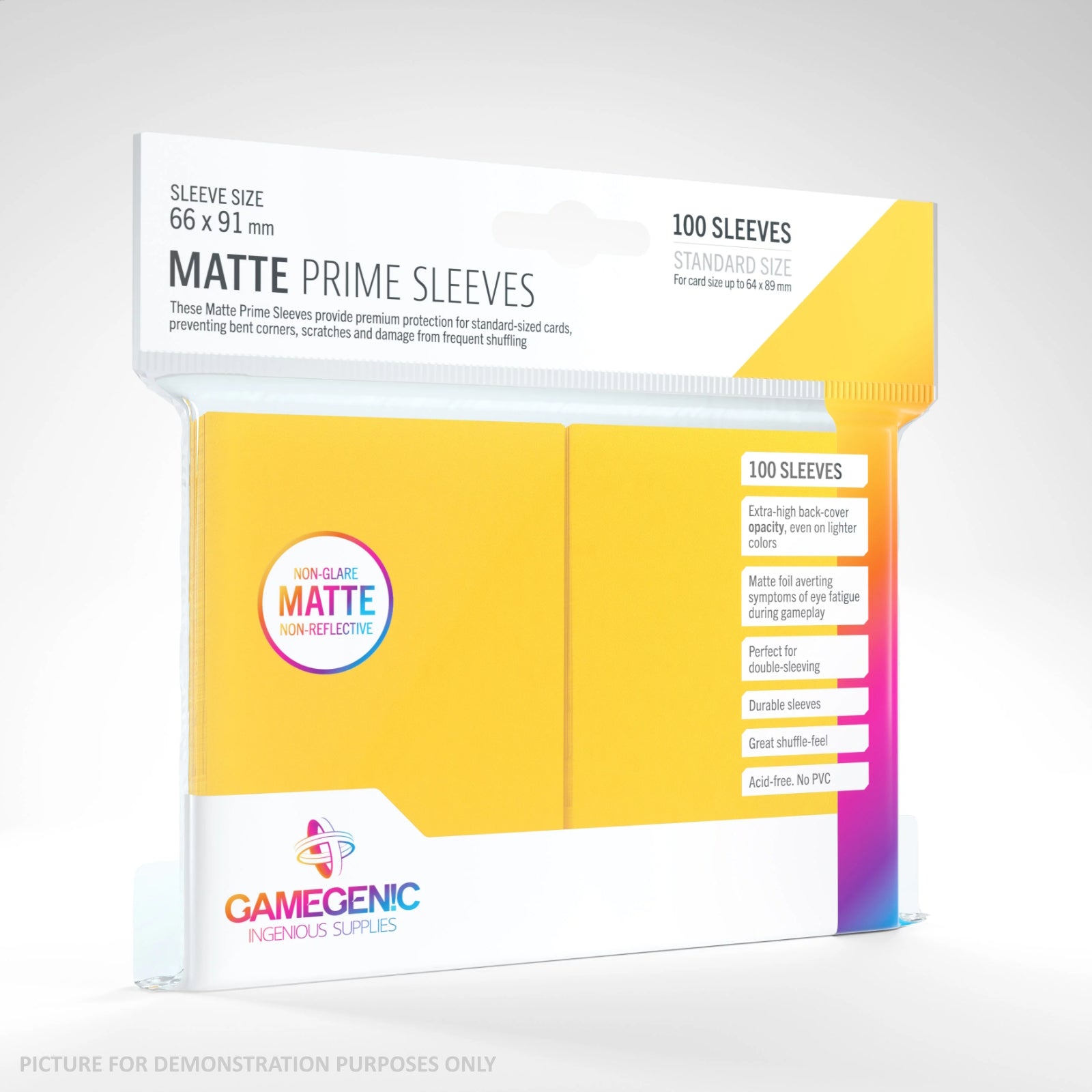 GameGenic MATTE Prime Sleeves 100 Pack - YELLOW
